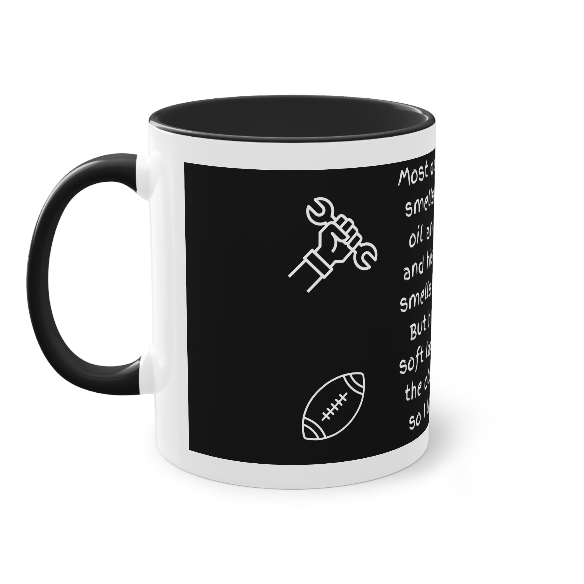 Funny Grandpa Coffee Mug — “Most days Grandpa smells like motor oil…” 11oz Two-Tone