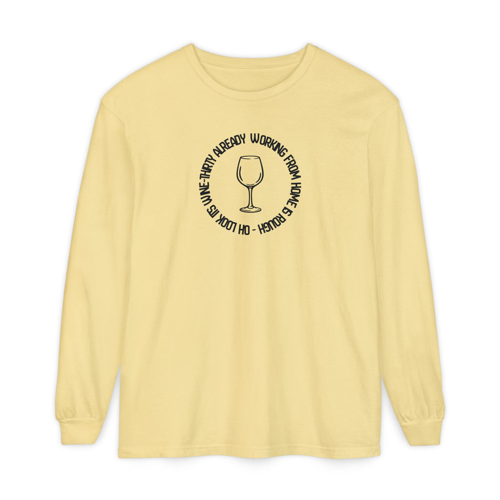 Long Sleeve Working From Home Wine Glass Graphic