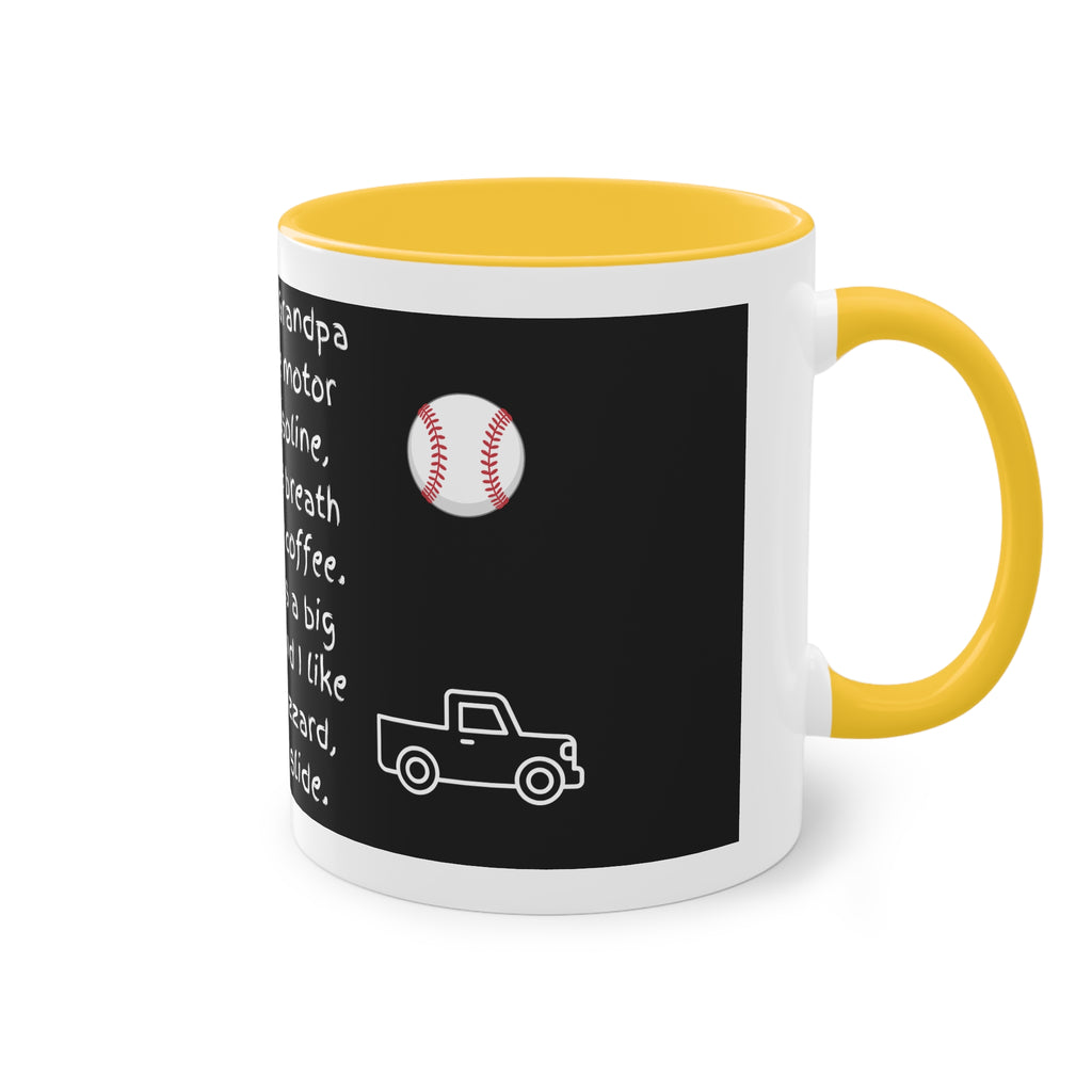 Funny Grandpa Coffee Mug — “Most days Grandpa smells like motor oil…” 11oz Two-Tone