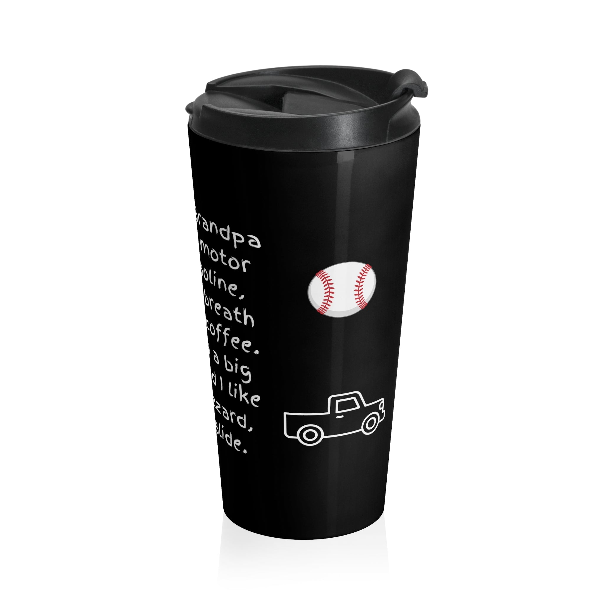Grandpa Memories Stainless Steel Travel Mug — 'He Smells Like Motor Oil' Funny Grandpa Gift