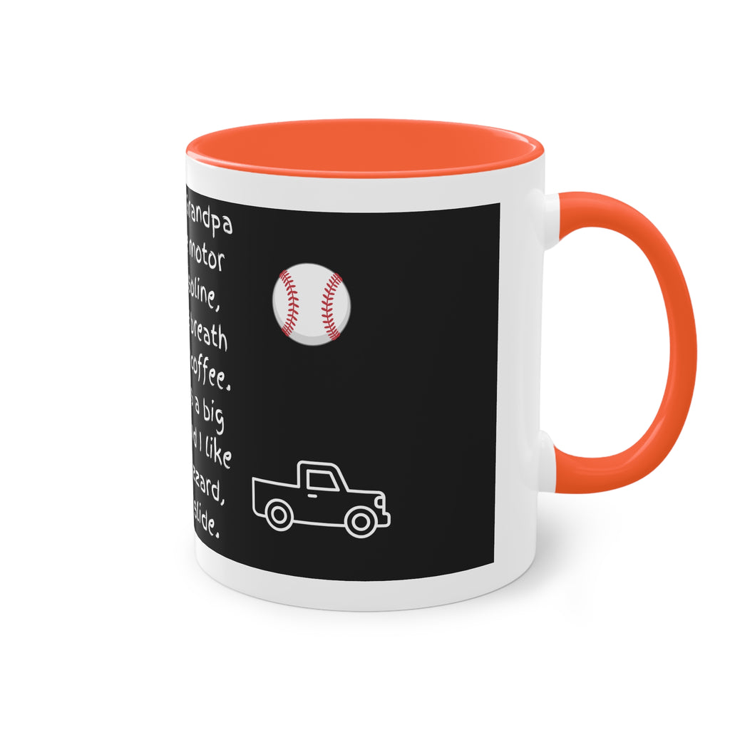 Funny Grandpa Coffee Mug — “Most days Grandpa smells like motor oil…” 11oz Two-Tone