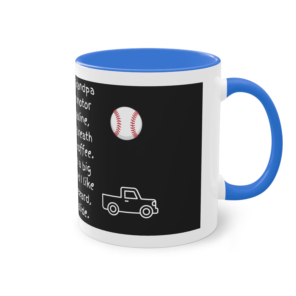 Funny Grandpa Coffee Mug — “Most days Grandpa smells like motor oil…” 11oz Two-Tone