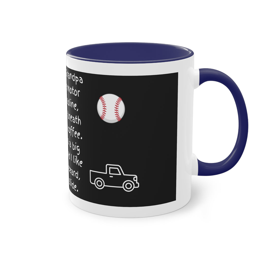 Funny Grandpa Coffee Mug — “Most days Grandpa smells like motor oil…” 11oz Two-Tone