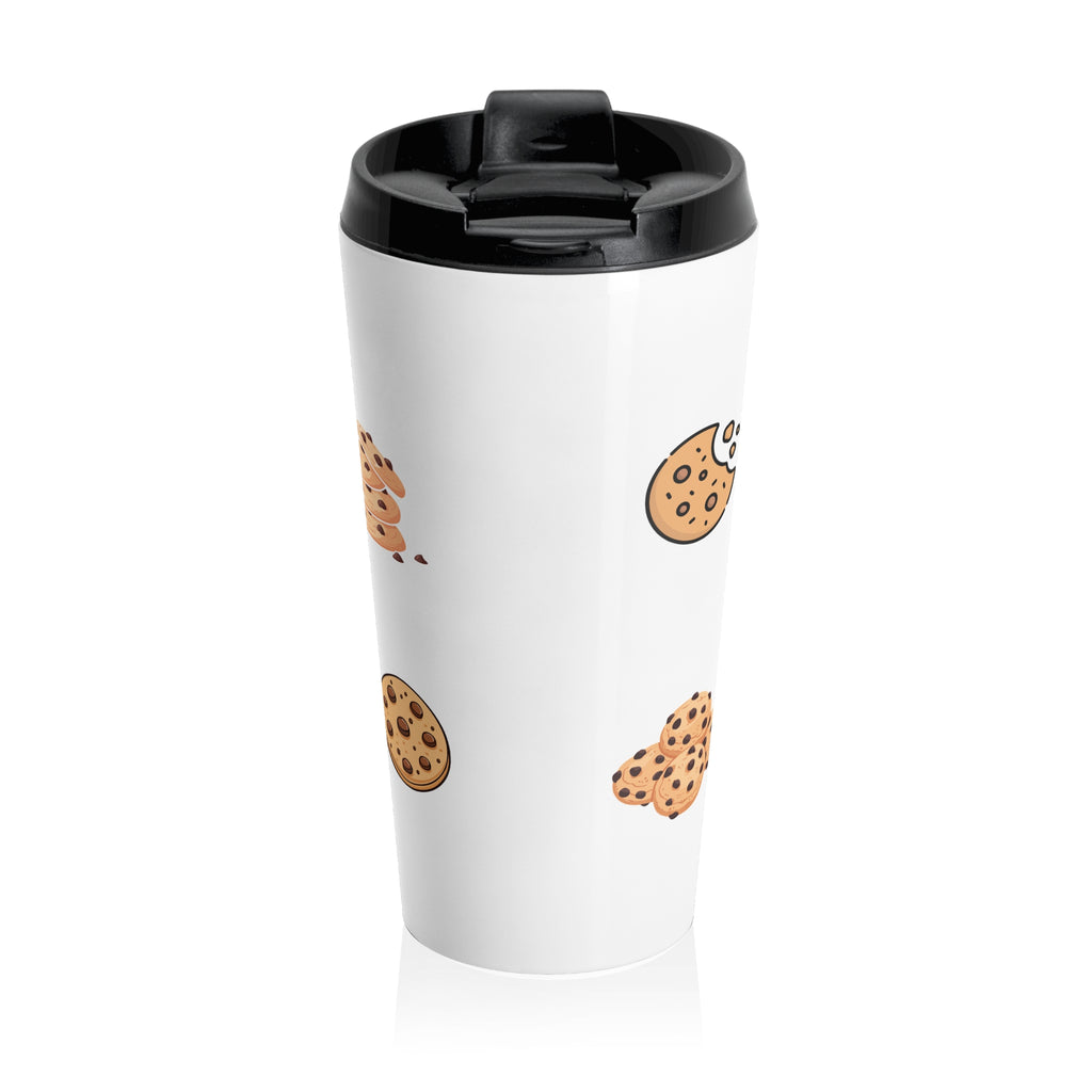 Cookie-Loving Grandma Stainless Steel Travel Mug — Funny Quote & Cookie Pattern