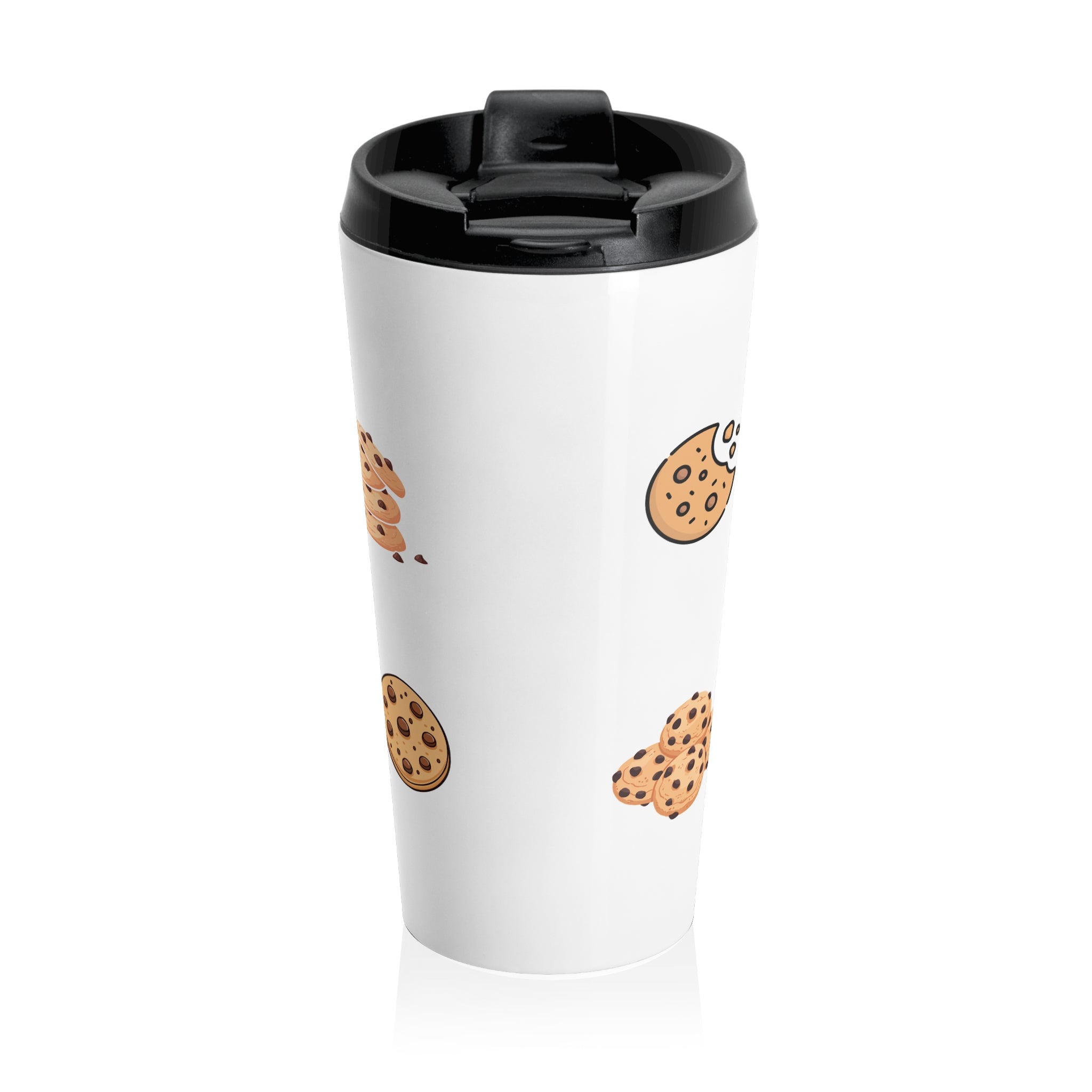 Cookie-Loving Grandma Stainless Steel Travel Mug — Funny Quote & Cookie Pattern