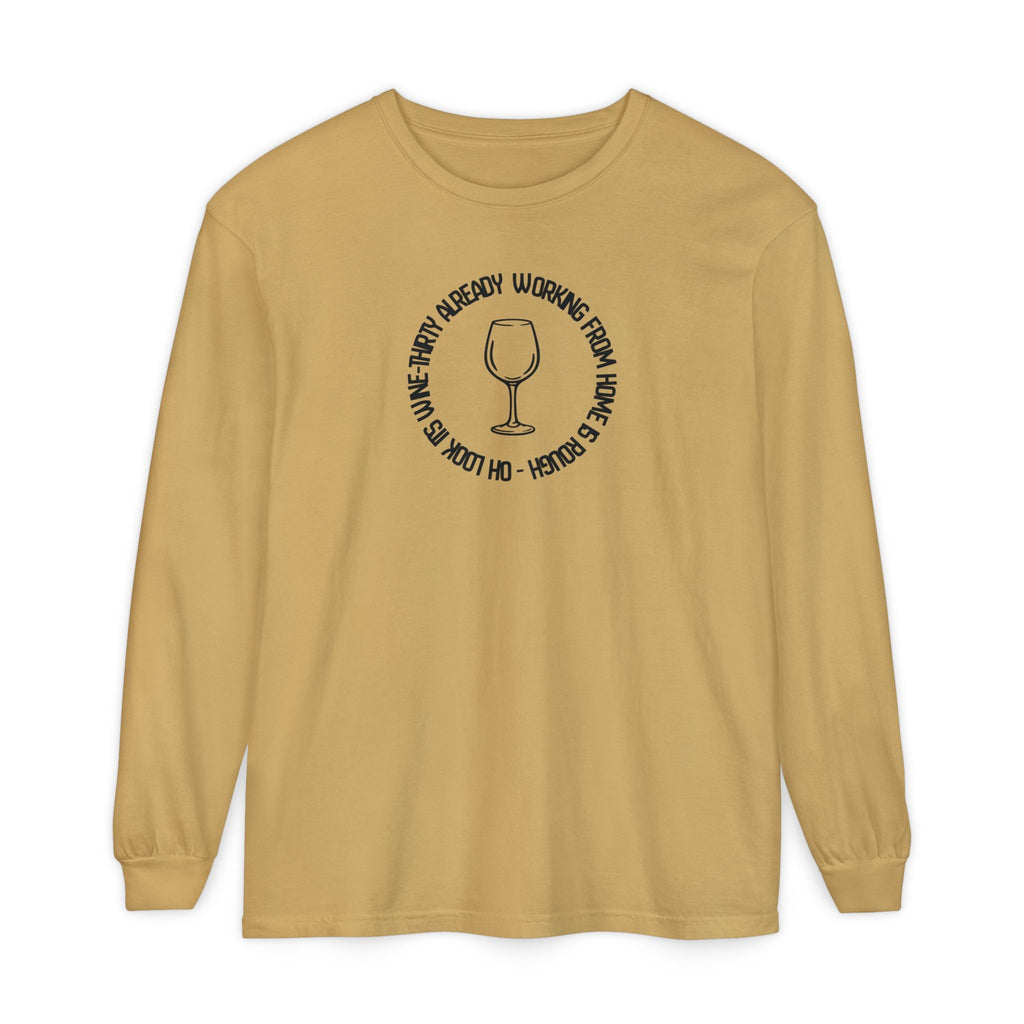 Long Sleeve Working From Home Wine Glass Graphic