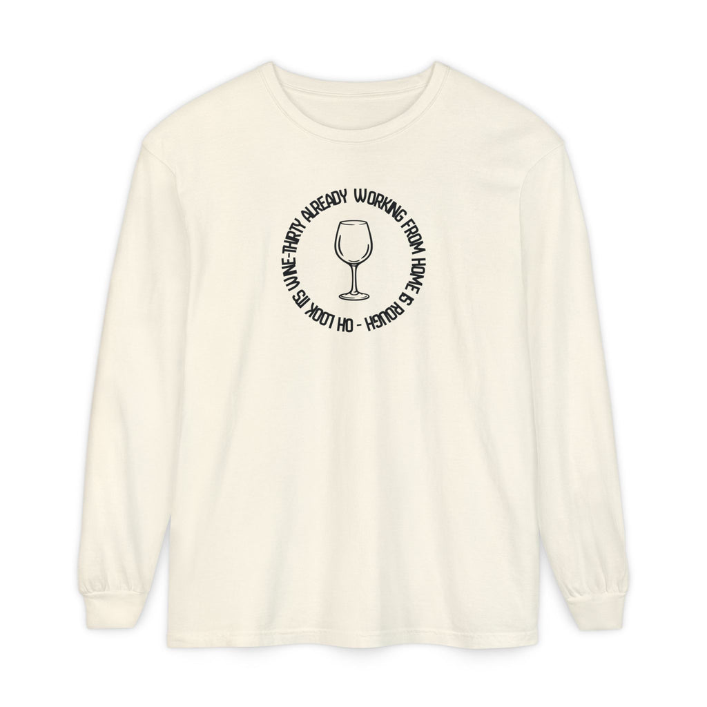 Long Sleeve Working From Home Wine Glass Graphic