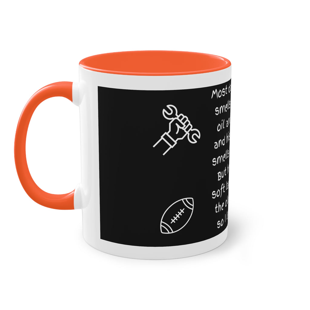 Funny Grandpa Coffee Mug — “Most days Grandpa smells like motor oil…” 11oz Two-Tone