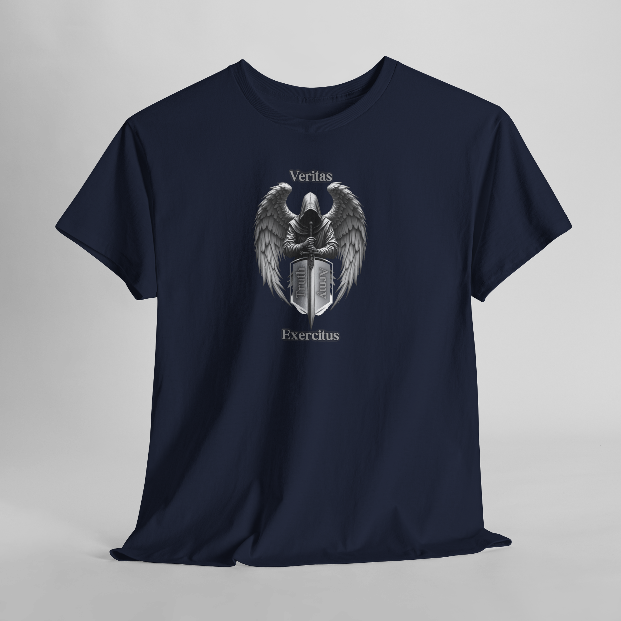 Guardian Angel Shield T‑Shirt  Veritas Exercitus Winged Crest Tee