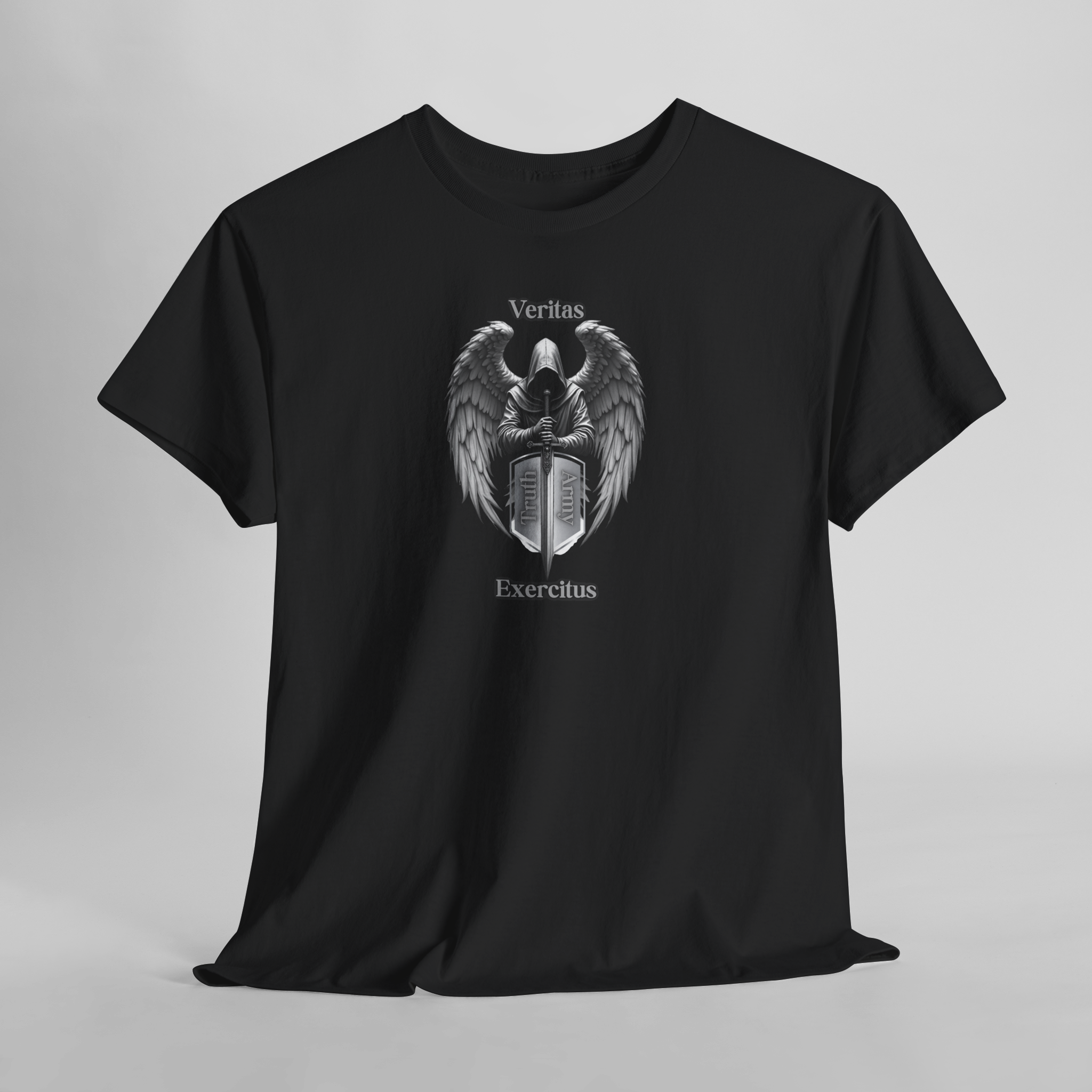 Guardian Angel Shield T‑Shirt  Veritas Exercitus Winged Crest Tee