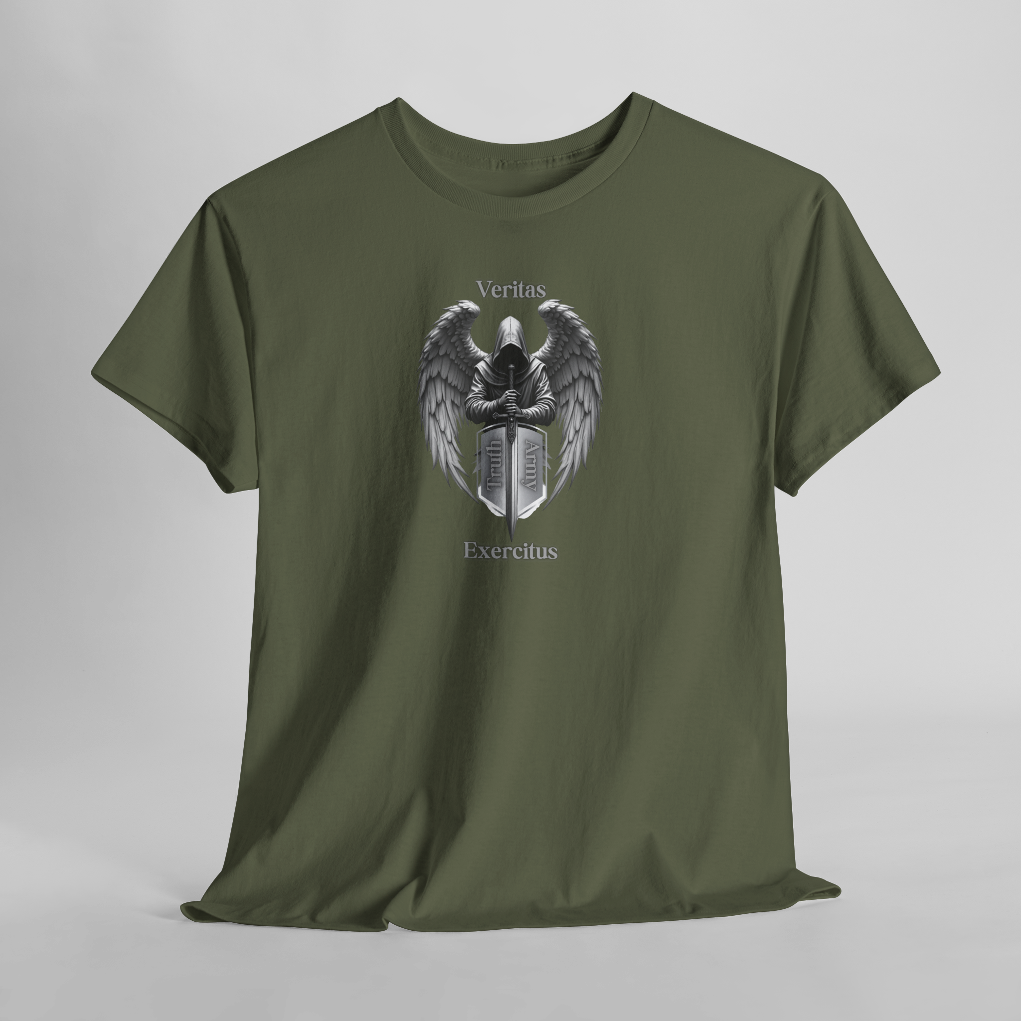 Guardian Angel Shield T‑Shirt  Veritas Exercitus Winged Crest Tee