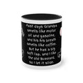 Funny Grandpa Coffee Mug — “Most days Grandpa smells like motor oil…” 11oz Two-Tone