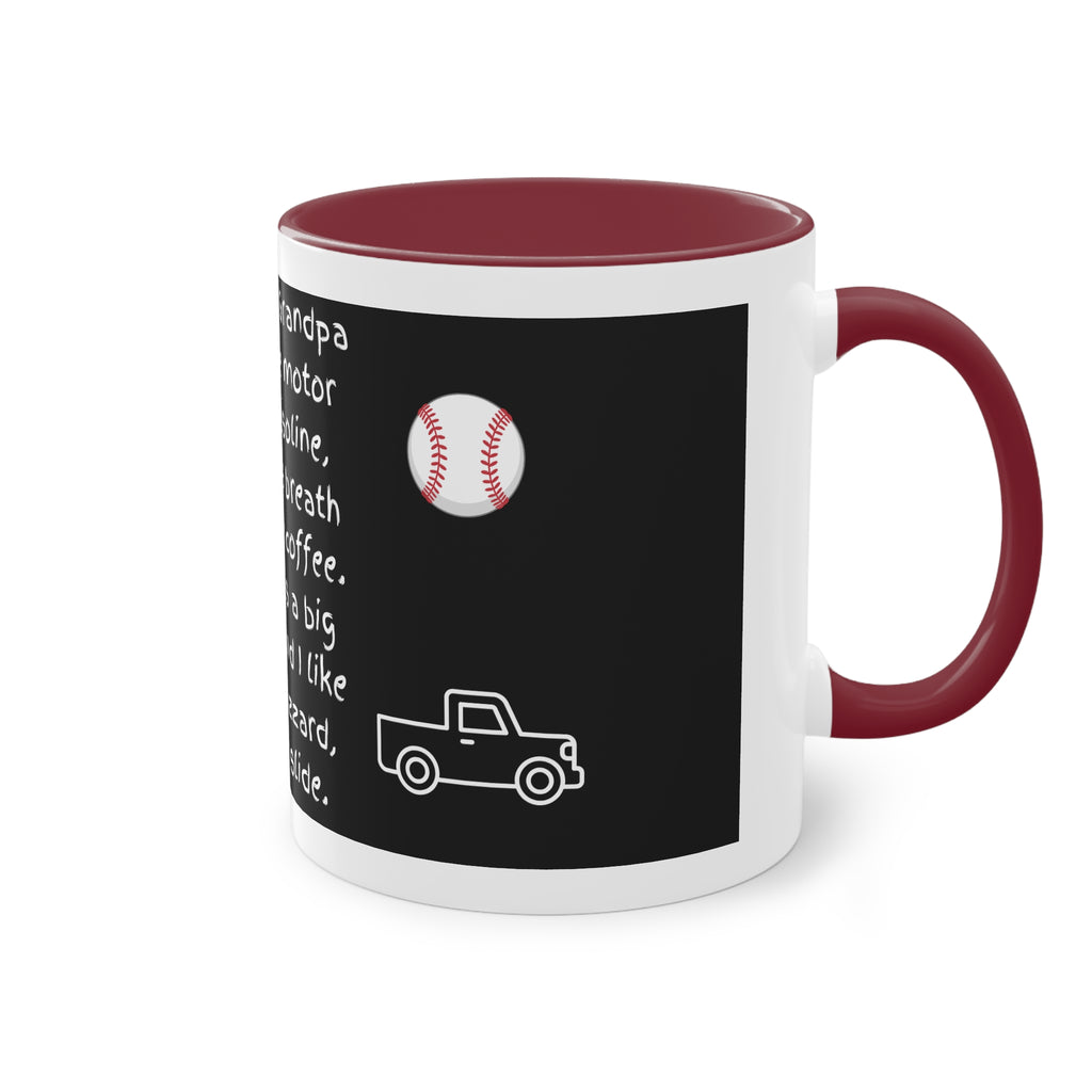 Funny Grandpa Coffee Mug — “Most days Grandpa smells like motor oil…” 11oz Two-Tone