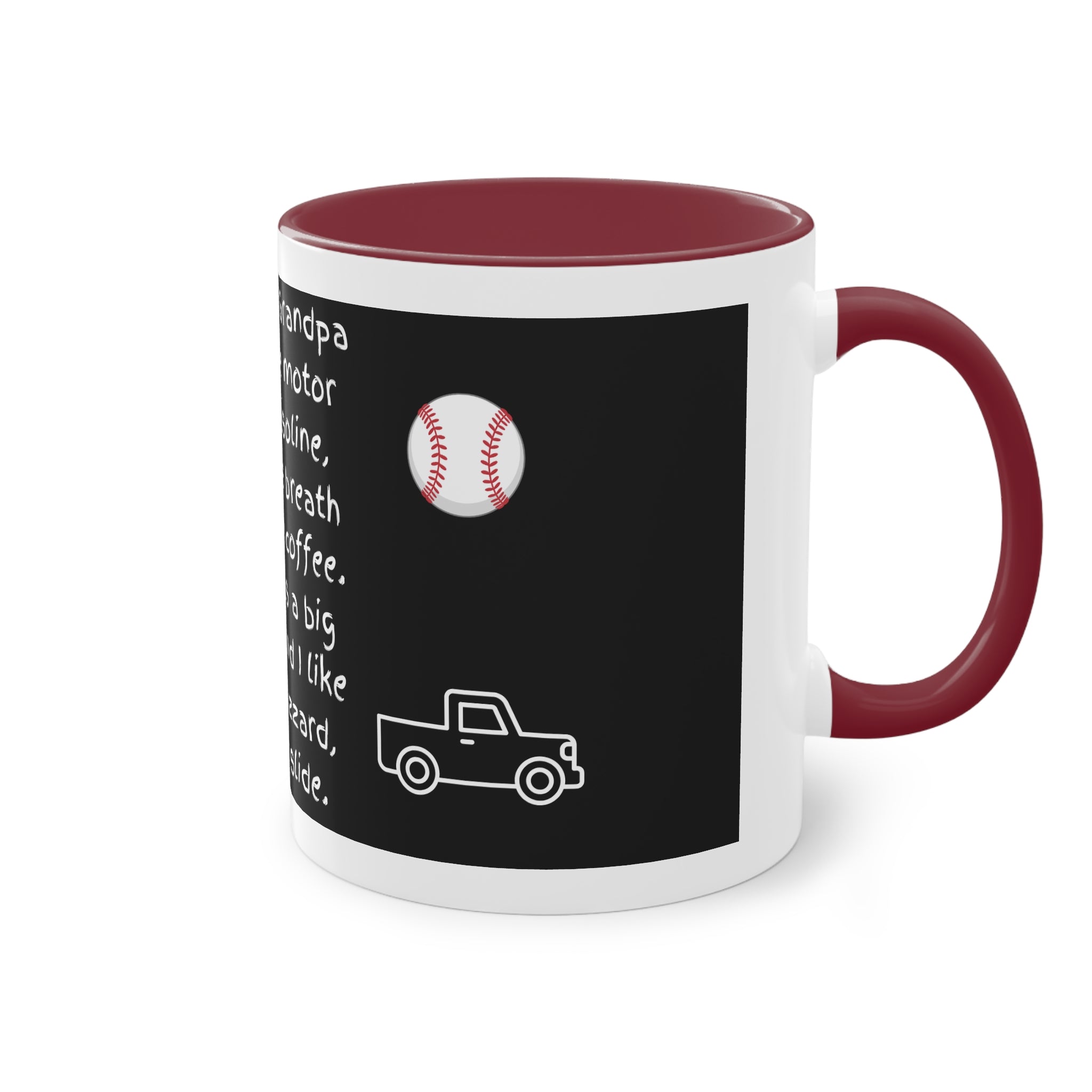 Funny Grandpa Coffee Mug — “Most days Grandpa smells like motor oil…” 11oz Two-Tone