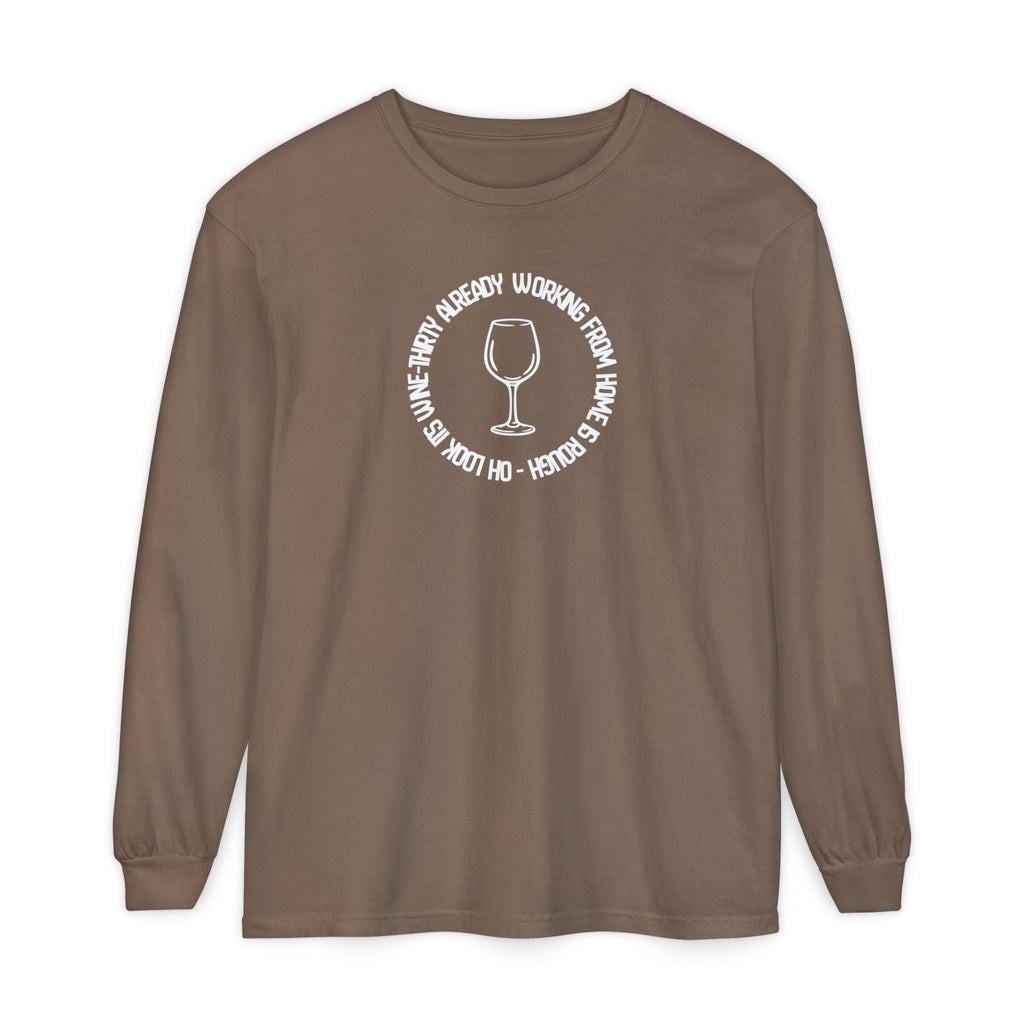 Long Sleeve Working From Home Wine Glass Graphic