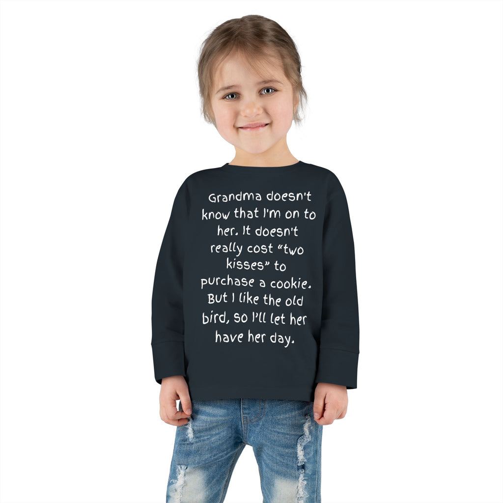 Toddler Long Sleeve Tee — "Grandma Doesn’t Know" Cute Quote Kids Shirt