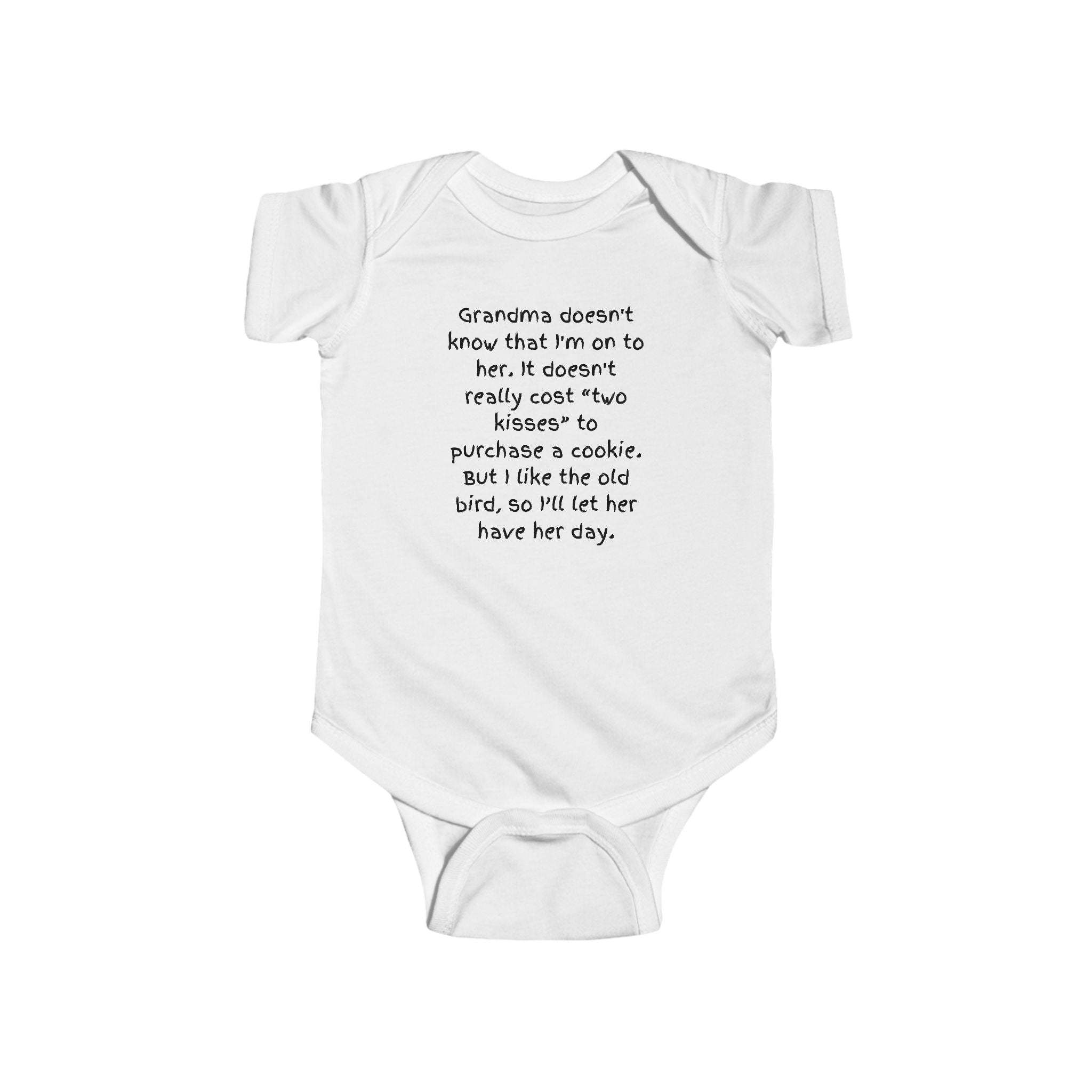 Funny Baby Bodysuit – "Grandma doesn’t know that I’m on to her..." Humorous Infant Onesie