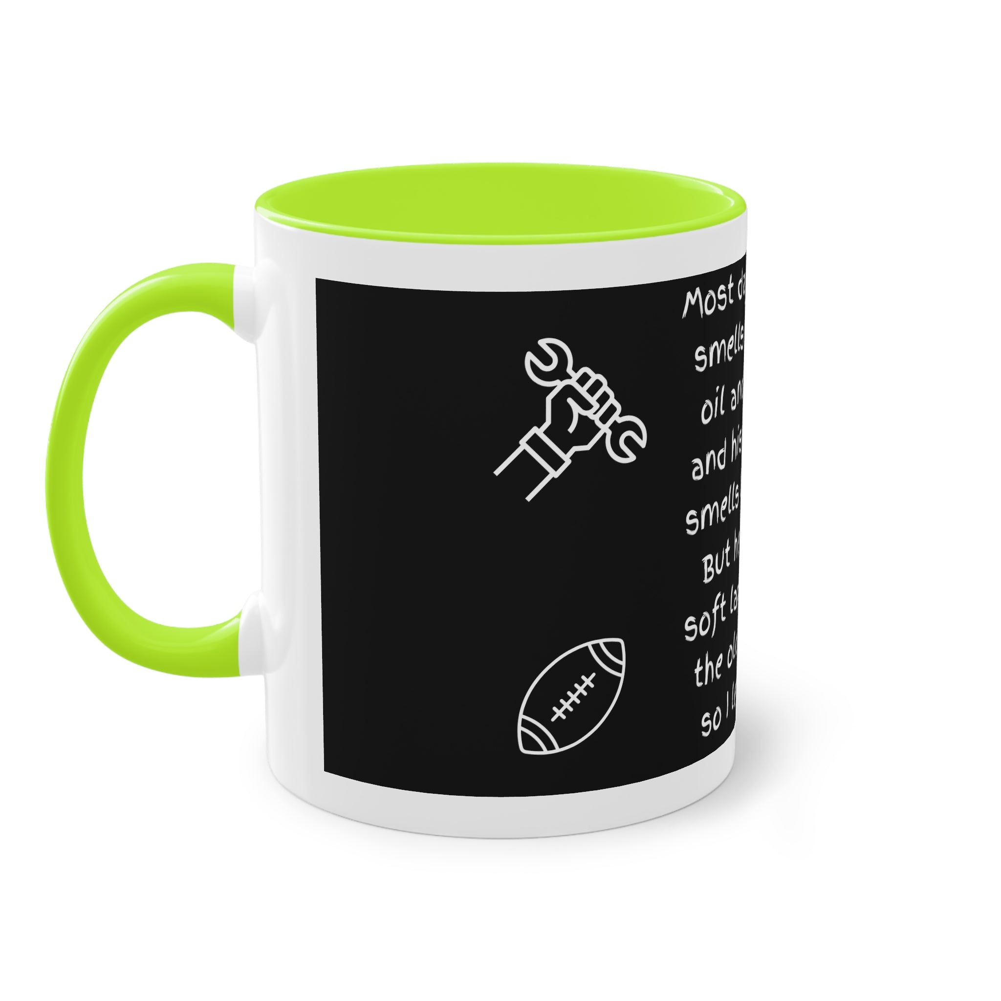 Funny Grandpa Coffee Mug — “Most days Grandpa smells like motor oil…” 11oz Two-Tone