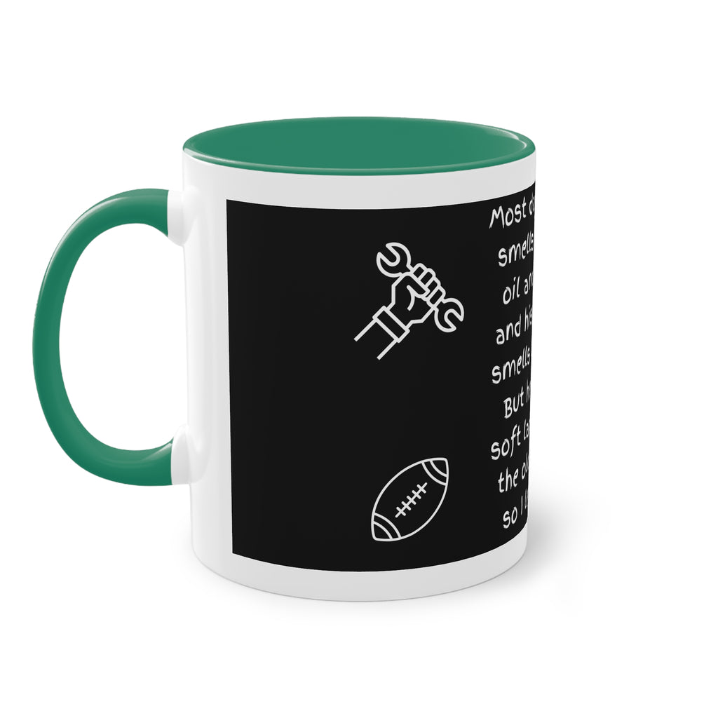 Funny Grandpa Coffee Mug — “Most days Grandpa smells like motor oil…” 11oz Two-Tone