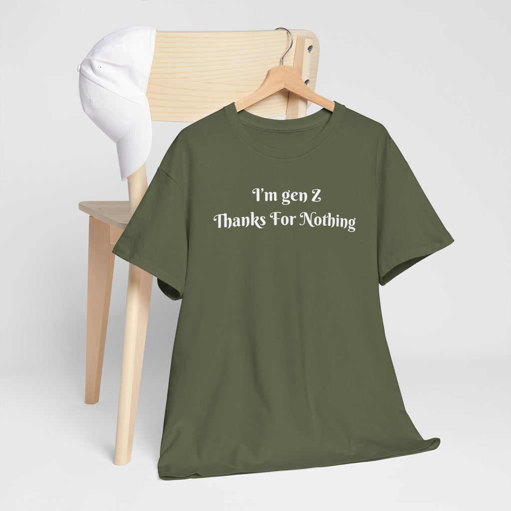 Gen Z 'Thanks For Nothing' Graphic Tee - Funny Retro Statement T-Shirt