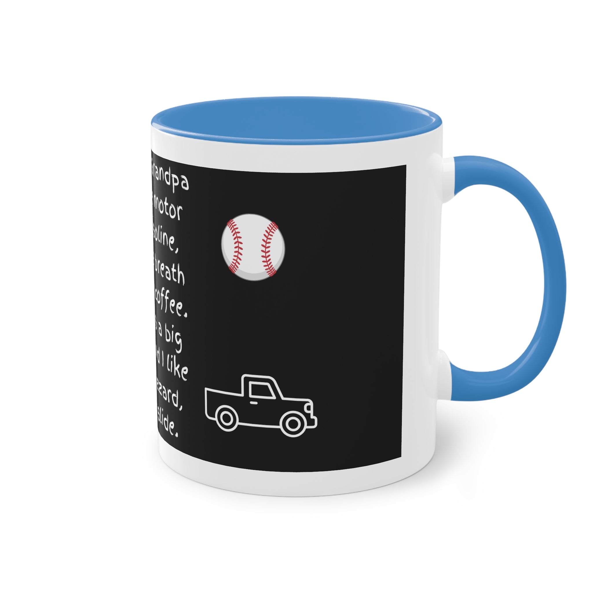 Funny Grandpa Coffee Mug — “Most days Grandpa smells like motor oil…” 11oz Two-Tone