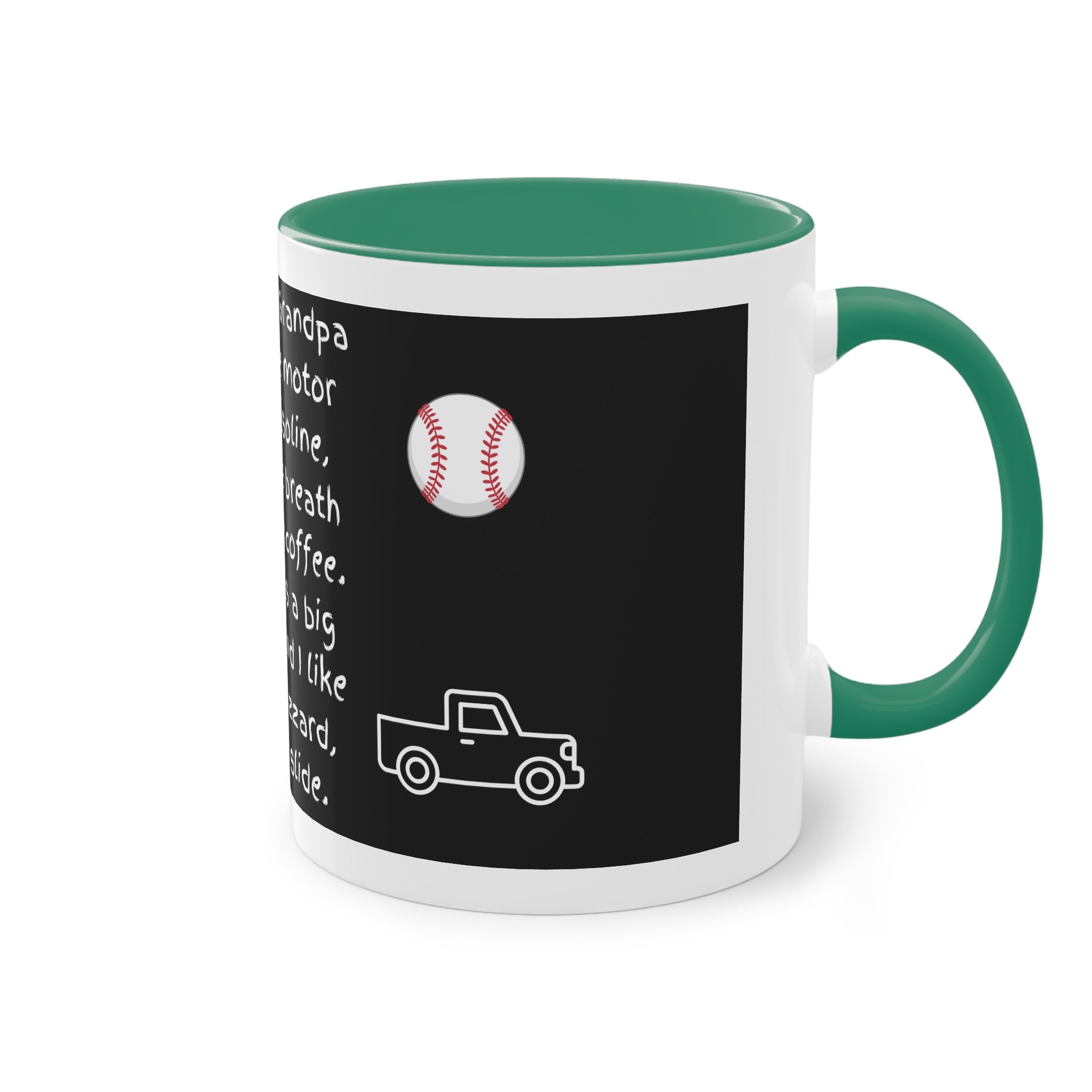 Funny Grandpa Coffee Mug — “Most days Grandpa smells like motor oil…” 11oz Two-Tone