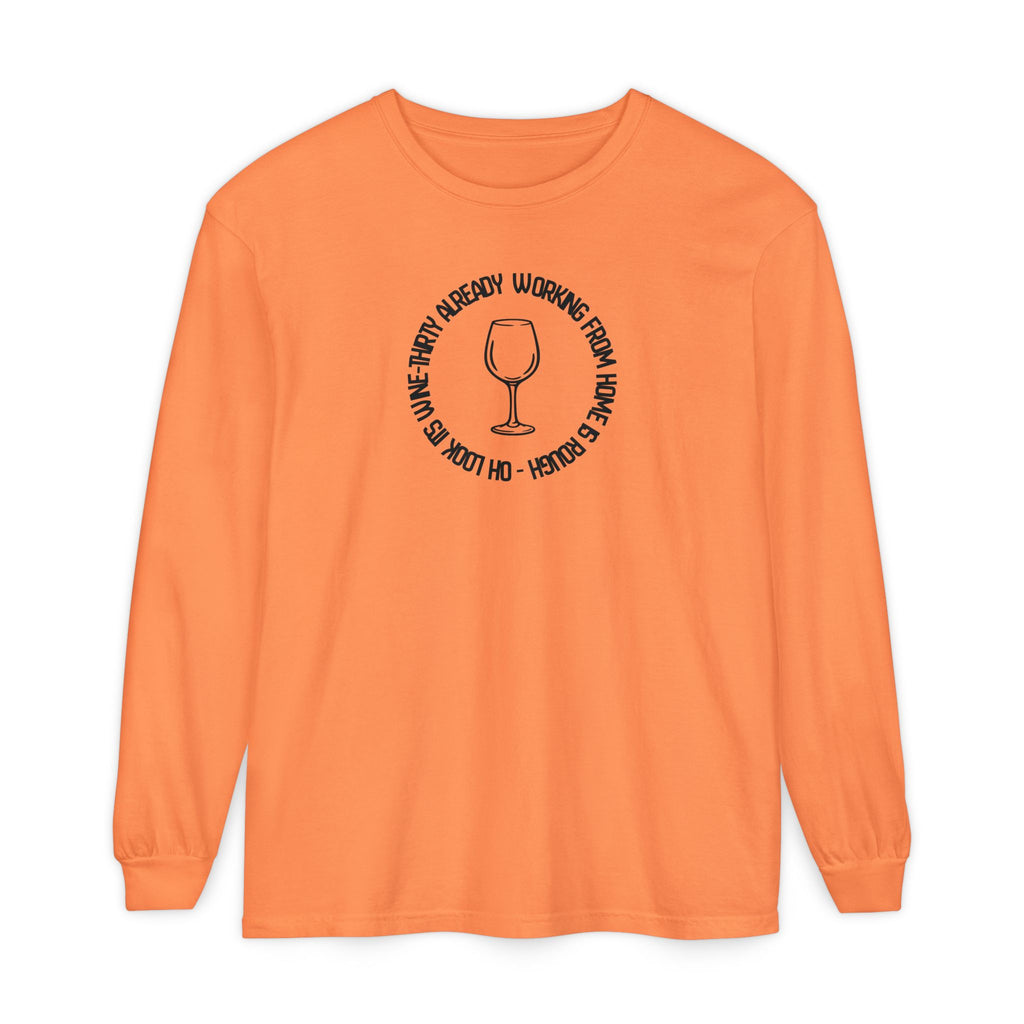 Long Sleeve Working From Home Wine Glass Graphic
