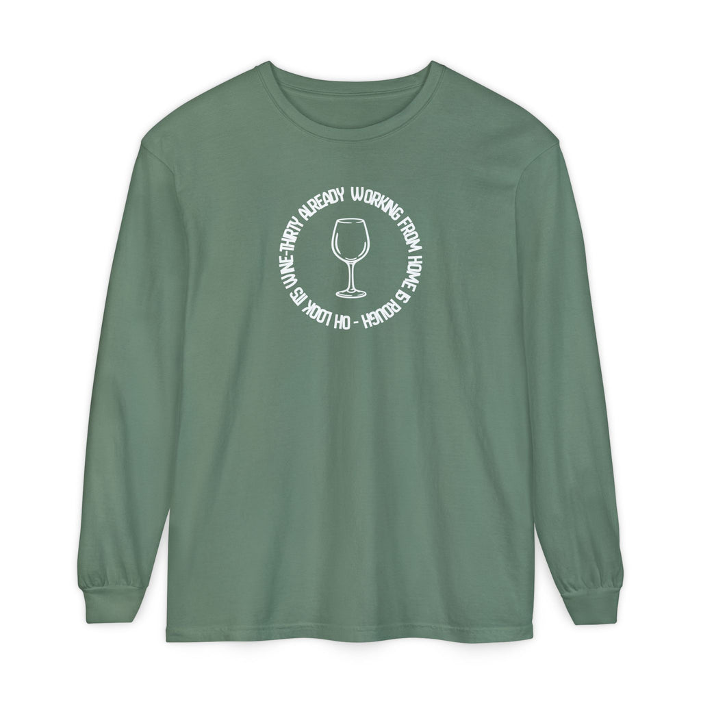 Long Sleeve Working From Home Wine Glass Graphic