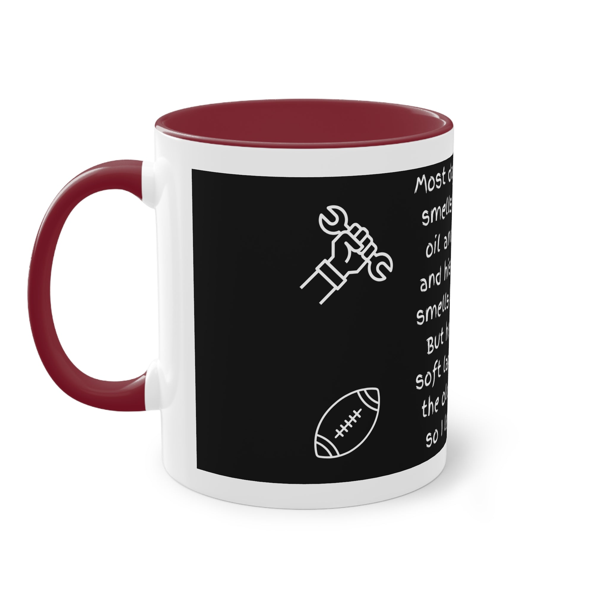 Funny Grandpa Coffee Mug — “Most days Grandpa smells like motor oil…” 11oz Two-Tone