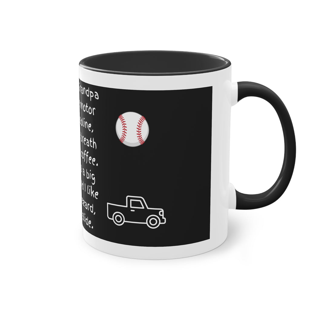 Funny Grandpa Coffee Mug — “Most days Grandpa smells like motor oil…” 11oz Two-Tone