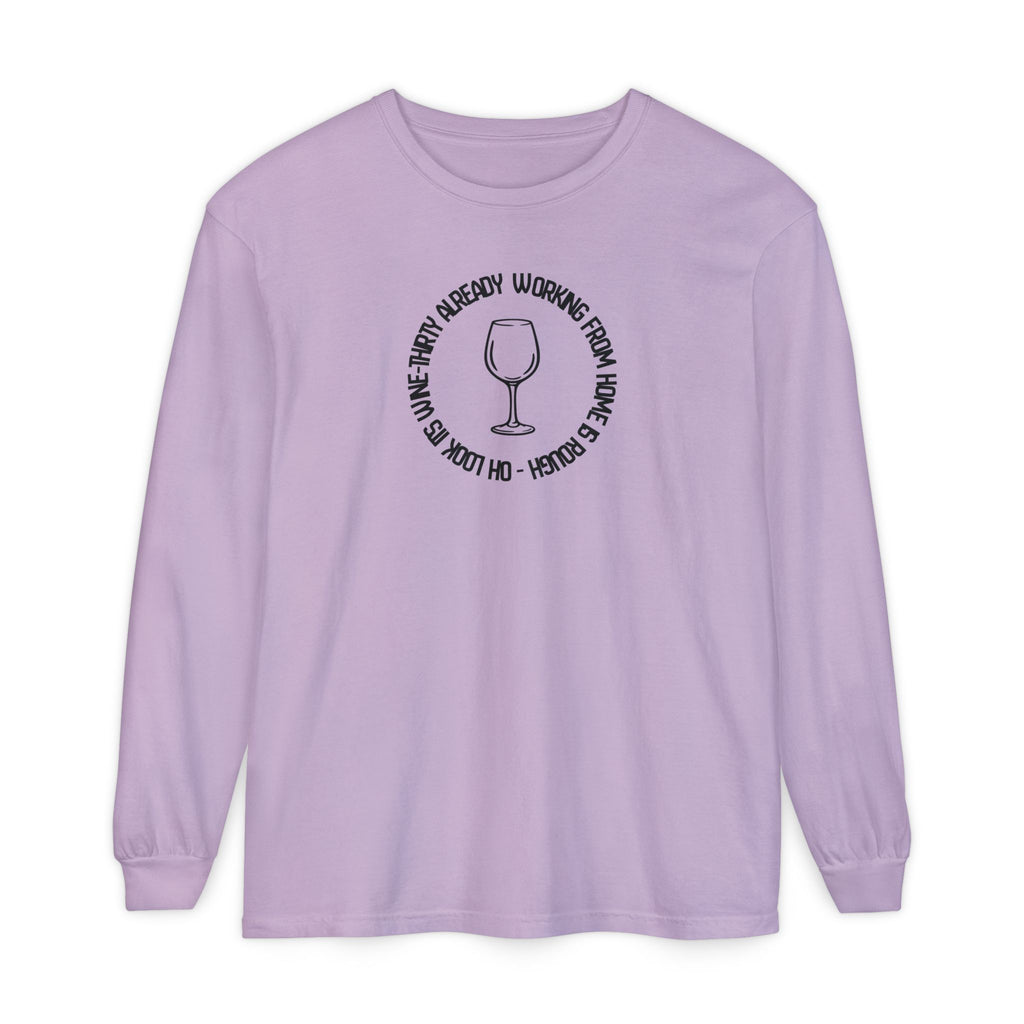 Long Sleeve Working From Home Wine Glass Graphic